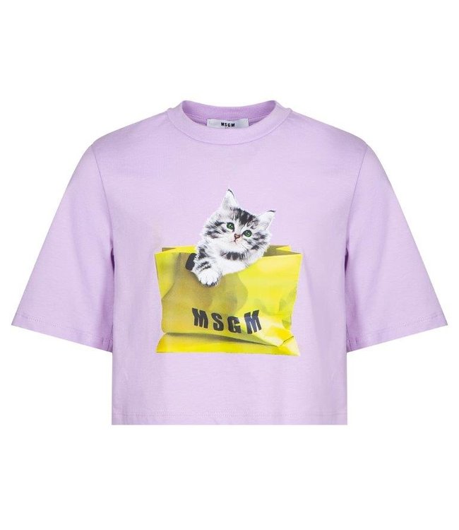 MSGM Kids Msgm Kids Jersey Cropped T-Shirt Girl Lilac