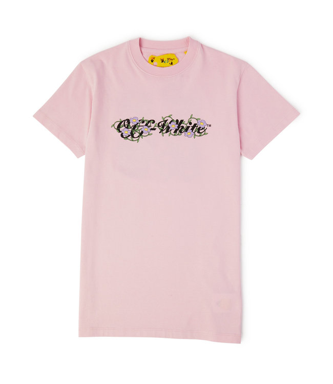 Off White Off White Flowers Tee Dress Pink Black