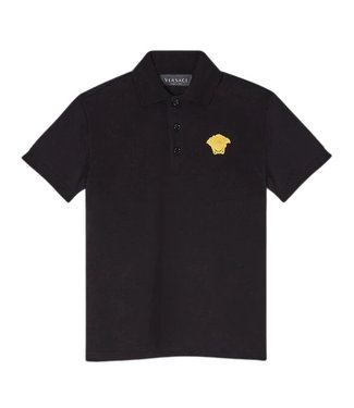 Versace Versace Polo Piquet Medusa Embroidery Black Gold