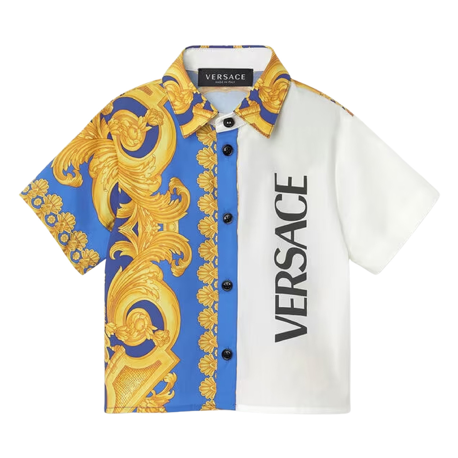 Symfonie Autonomie In de naam Versace Informal Shirt Poplin Baroque 660 Poplin Logo Print Irisgold White  Black - Lolly Pop Kindermode