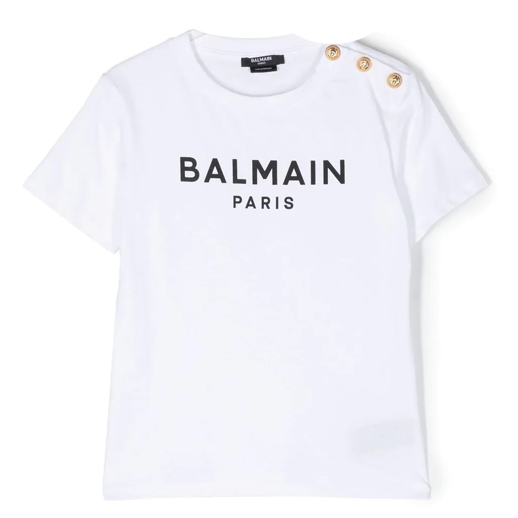 genetisk vente Udfyld Balmain T-Shirt Top White Gold - Lolly Pop Kindermode