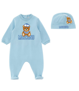Moschino Moschino Babygrow+Hat Baby Sky Blue