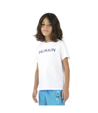 Balmain Balmain T-Shirt Top White Turquoise