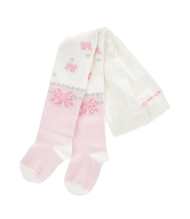 Monnalisa Monnalisa Collant Jaquard Fiocchi Panna Rosa Antico 39B000_2084_0191