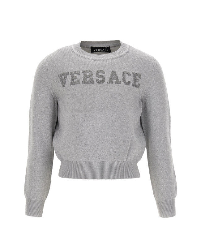 Versace Versace Knit Sweater Embroidery Logo Silver