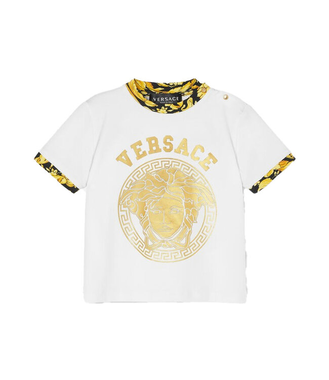 Versace Versace T-Shirt Barocco Logo Medusa White Black Gold