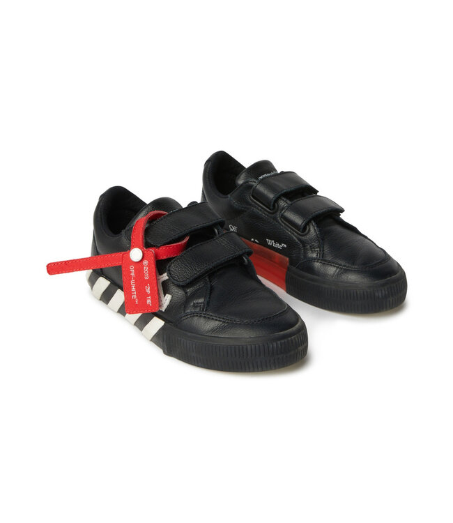 Off White Velcro Vulcanized Leather Black White OBIA005C99LEA0011001