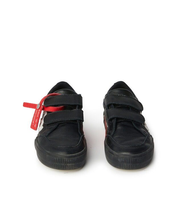 Off White Velcro Vulcanized Leather Black White OBIA005C99LEA0011001