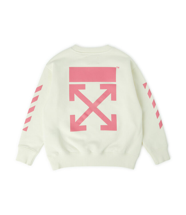 Off White Off White Classic Arrow Tab Crewneck Off White Fuchsia OGBA001F23FLE0010332