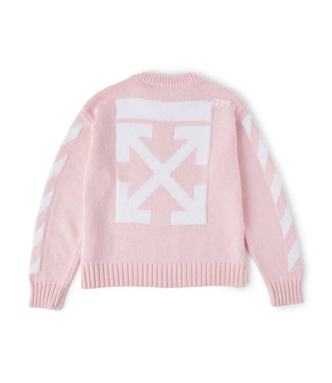 Off White Off White Classic Arrow Tab Knit Crew Pink White OGHE001F23KNI0013001