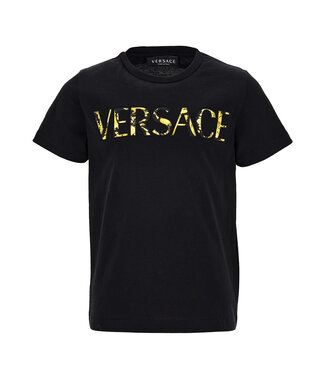 Versace Versace T-Shirt Barocco Logo Embroidery Black Gold