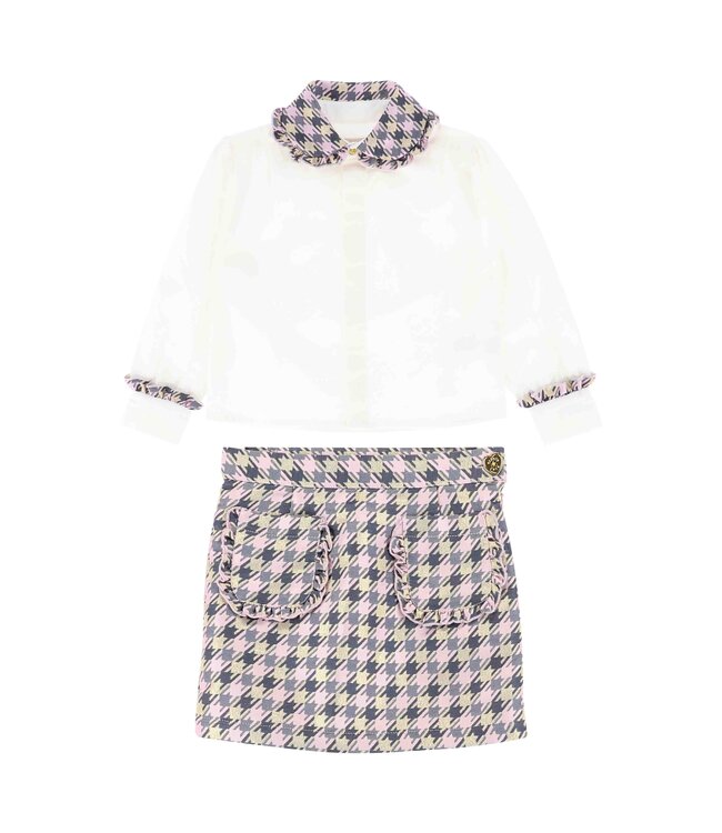 Angels Face Angels Face Heidi Blouse White Skirt Houndstooth