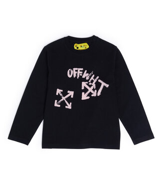 Off White Off White Paint Script Tee Long Sleeve Black Pink OGAB001F23JER0051030
