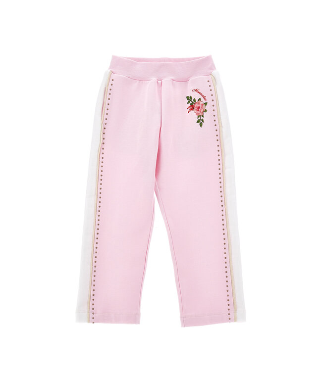 Monnalisa Monnalisa Jogger C/Bande Felpa Coto Rosa+Bianco 19C404_3008_9099