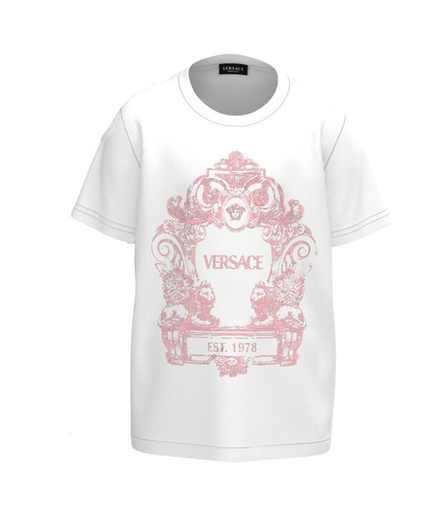 Versace Versace T-Shirt Stemma Logo Print White Pink 1000239_1A09774