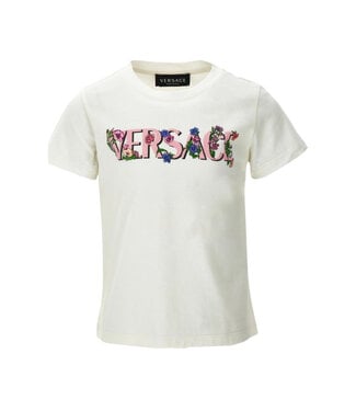 Versace Versace T-Shirt Flovers Logo Print White Multicolor 1000052_1A09689