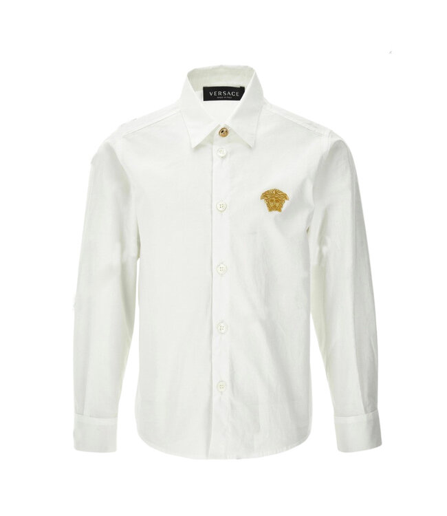 Versace Versace Formal Shirt Popeline Medusa Embroidery White Gold 1002068_1A09715