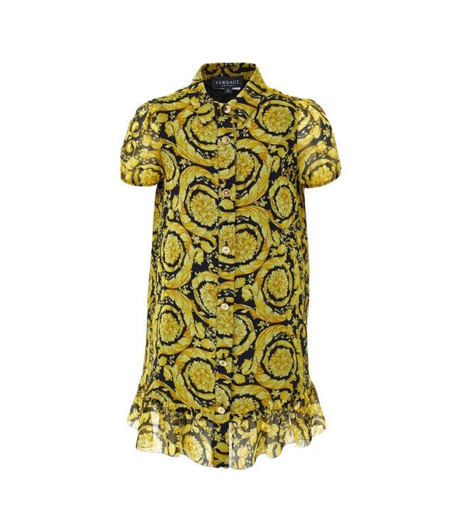 Versace Versace Dress Barocco Kids Georgette Black Gold 1011104_1A10105