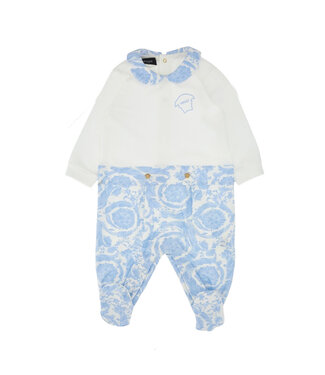 Versace Versace Bodysuit Barocco Kids Medusa Print White Whale Blue 1013380_1A09540