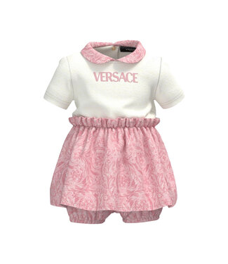 Versace Versace Dress Barocco Kids Poplin Logo White Gold 1013383_1A09530