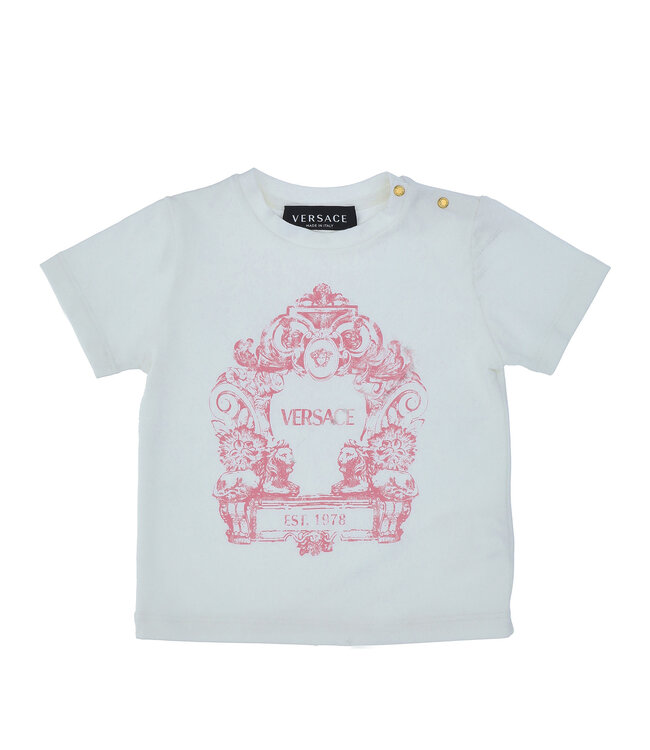 Versace Versace T-Shirt Stemma Print White Pink 1000102_1A09981