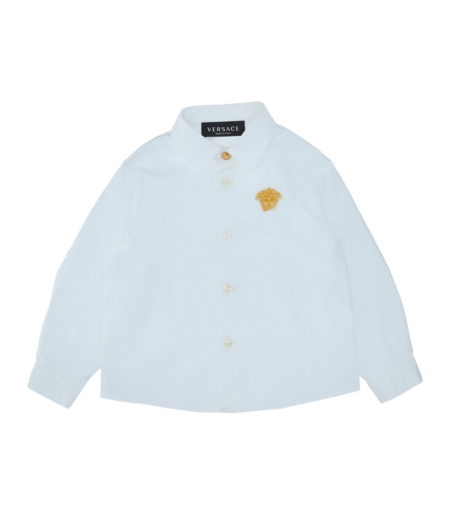 Versace Versace Shirt Popeline Medusa Embroidery White Gold 1013983_1A09715