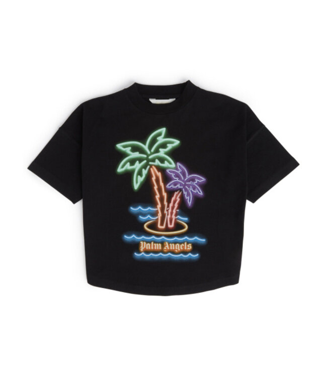 Palm Angels  Palm Angels Neon Palms Oversize T-Shirt Black Mint PBAA002S24JER0031051