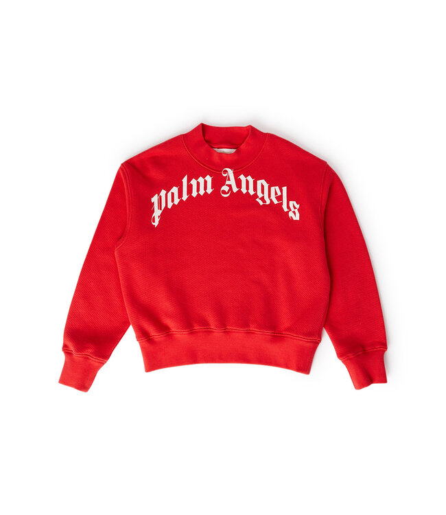 Palm Angels  Palm Angels Classic Curved Logo Crewneck Red White PBBA001C99FLE0042501