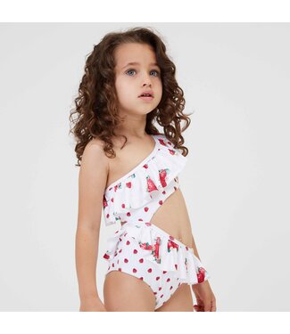 Monnalisa Monnalisa Costume Strawberry Polies Bianco+Rosso 19C075_3712_9944