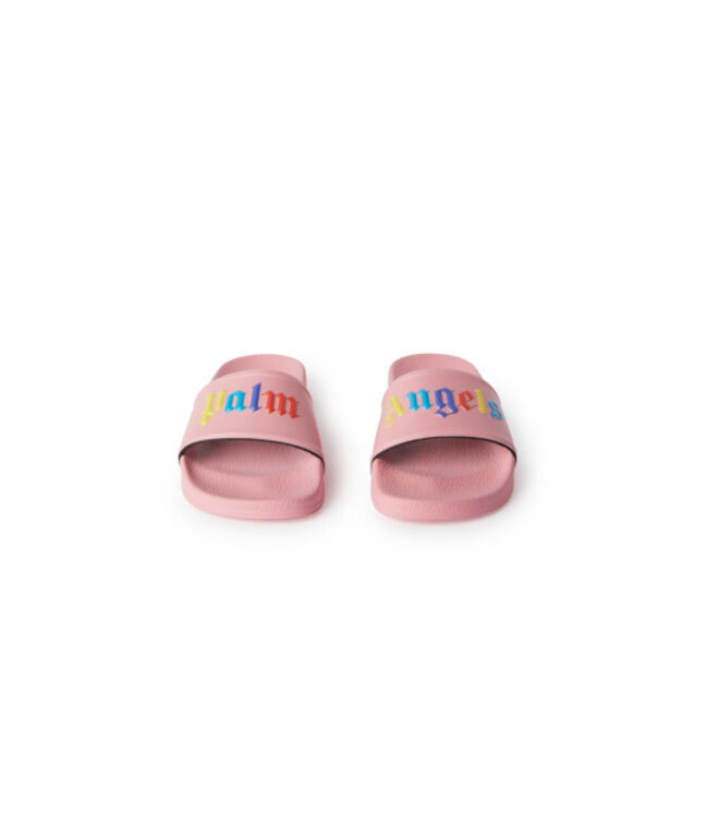 Palm Angels  Palm Angels Colors Logo Pool Sliders Pink Multicolor PGIC001C99MAT0043084