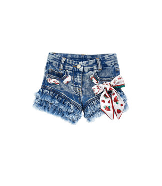 Monnalisa Monnalisa Shorts C/Foulard Denim Fe Blu Stone Denim 19C424_3050_0055