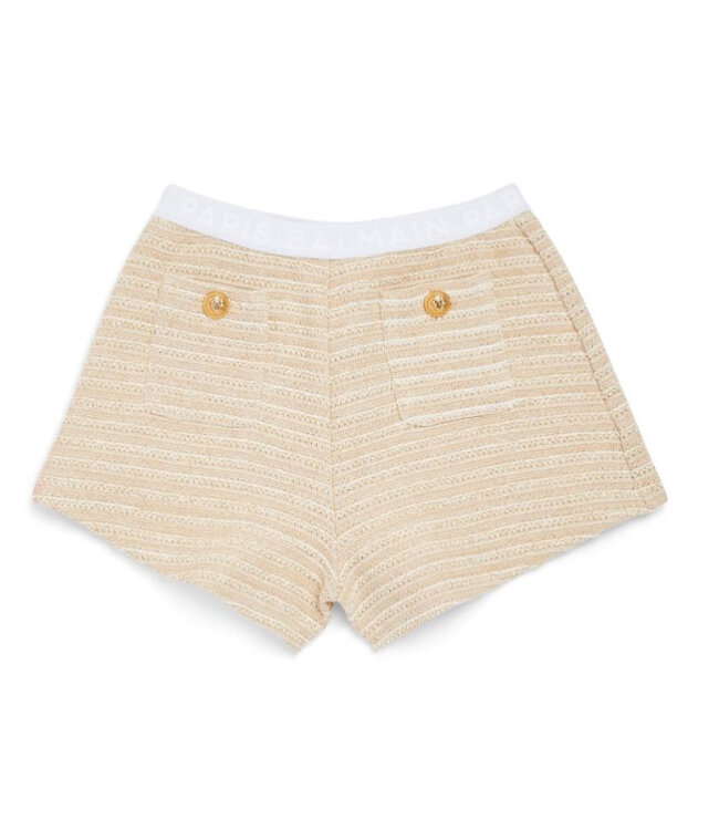 Balmain Balmain Knitted Shorts Cream Gold BU6159