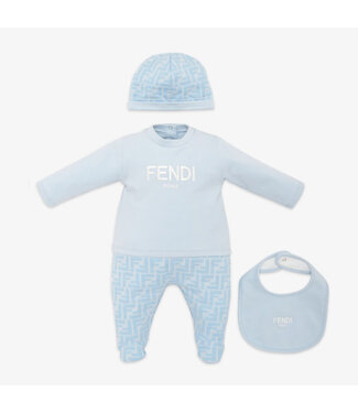 Fendi Fendi Kit Tutina FF Faded Sweat Azzurro Baby BUK115_AQT8_F19J4