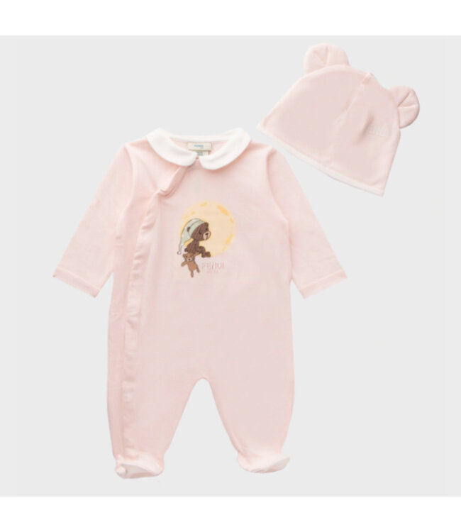 Fendi Fendi Kit Tutina Jersey Stretch Rosa Baby BUK114_ST8_F0C11