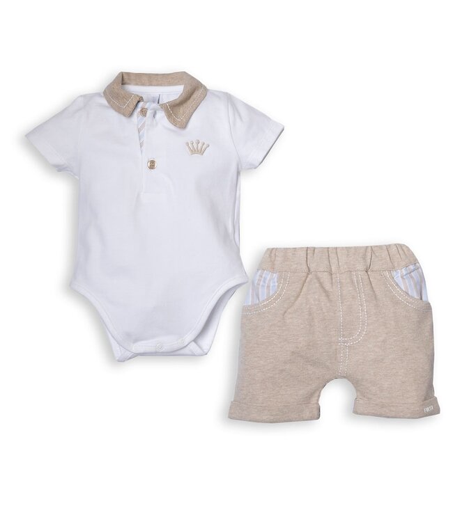 First BO B set body & short pants White Beige