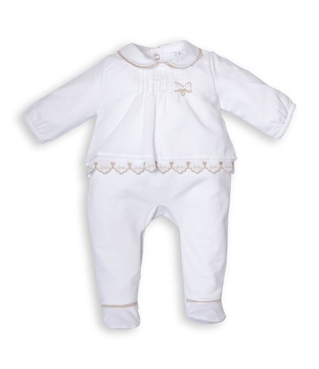 First BO G rompersuit shirt plisse White Beige