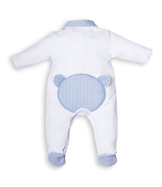 First FO B rompersuit with striped teddy backs White Azzuro
