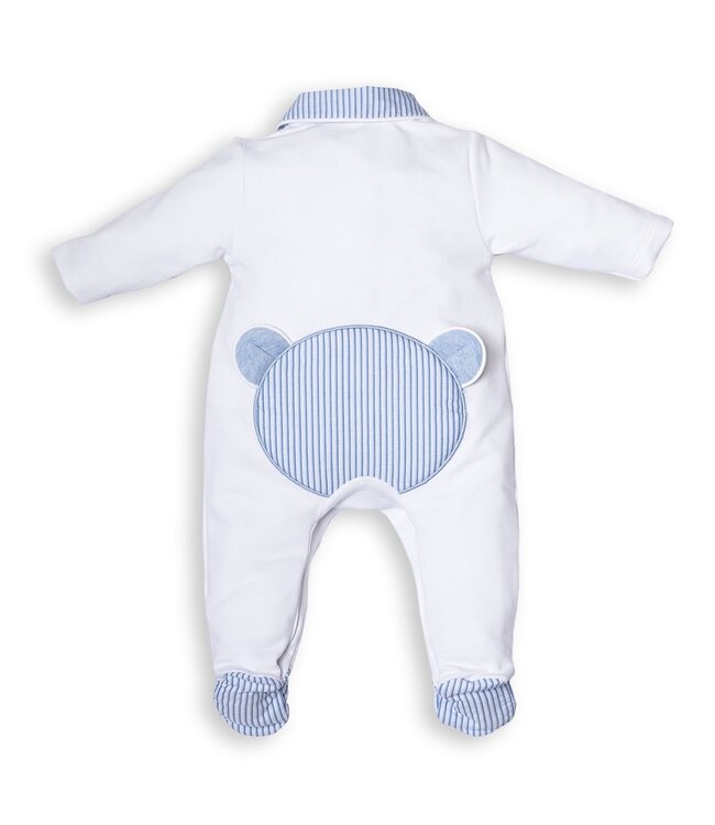 First FO B rompersuit with striped teddy backs White Azzuro