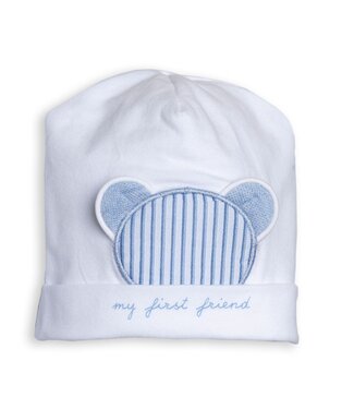 First bonnet xl teddy my first friend White Azzuro