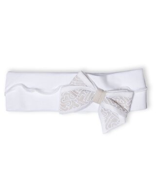 First FC G hairband xl bow FIRST White Beige
