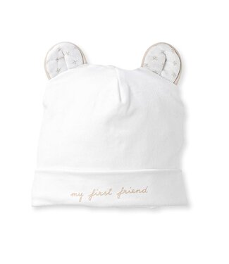 First U bonnet olso teddy bear ears White Beige