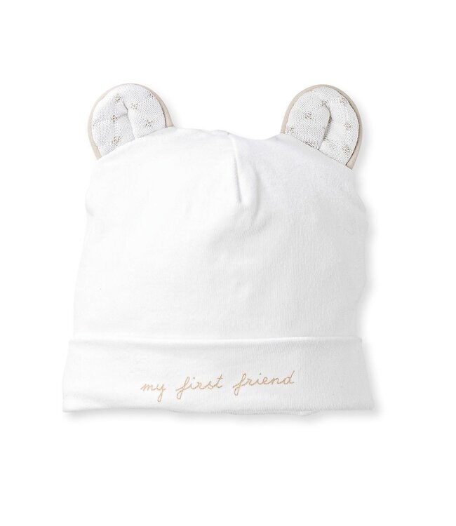First U bonnet olso teddy bear ears White Beige