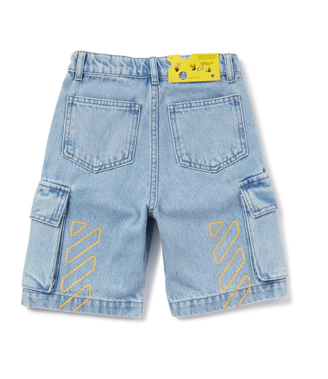 OFF-WHITE BOOKISH DIAG DENIM CARGOSHORT LIGHT BLUE