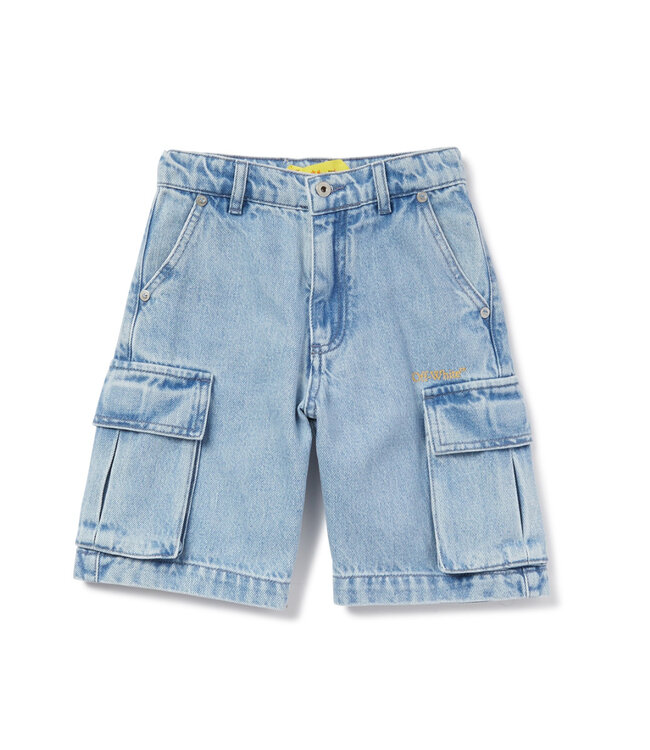 OFF-WHITE BOOKISH DIAG DENIM CARGOSHORT LIGHT BLUE