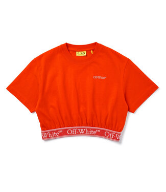 OFF-WHITE BOOKISH LOGO BAND CROPTEE S/S CORAL RED