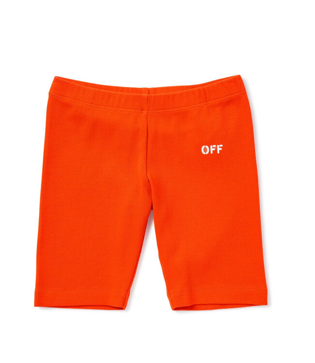 OFF-WHITE OFF STAMP CLEAR RIBBED SHORT CORAL RED -