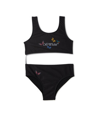OFF-WHITE BOOKISH BUTTERFLY BIKINI BLACK - WHITE
