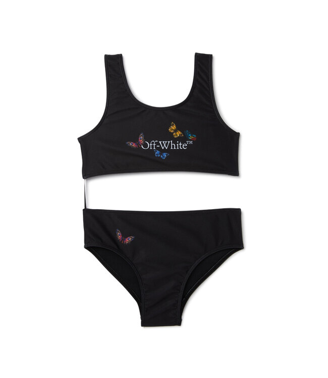 OFF-WHITE BOOKISH BUTTERFLY BIKINI BLACK - WHITE