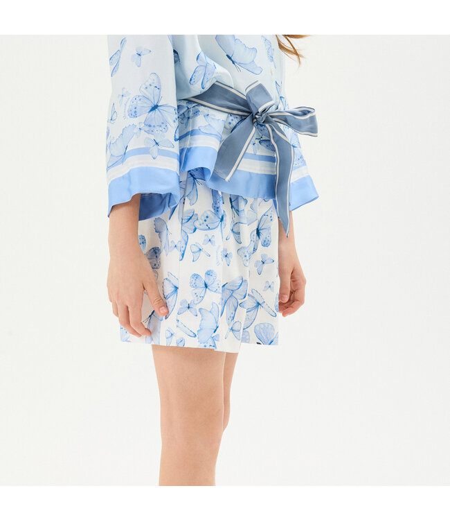 Monnalisa Twee delig pak wit met blauwe vlinders