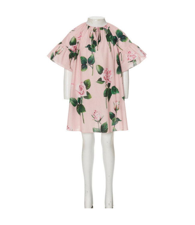 Dolce & Gabbana Short Sleeves Dress Pink with Flowers